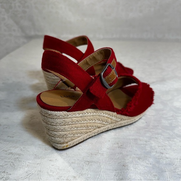 Lucky Brand Red Wedge Sandals Size 6.5 - Picture 4 of 10